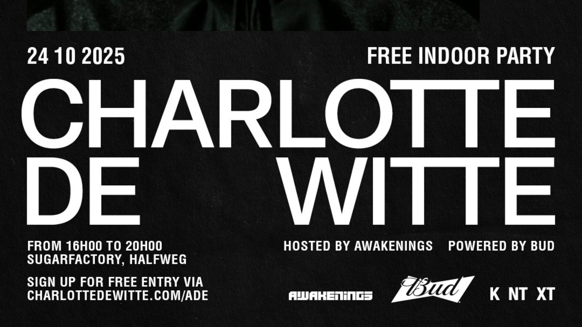 Charlotte de Witte, Awakenings & BUD Announce Free Daytime Rave at SugarFactory During ADE 2025 | UFO Network Awakenings x ADE x Charlotte De Witte x Bud