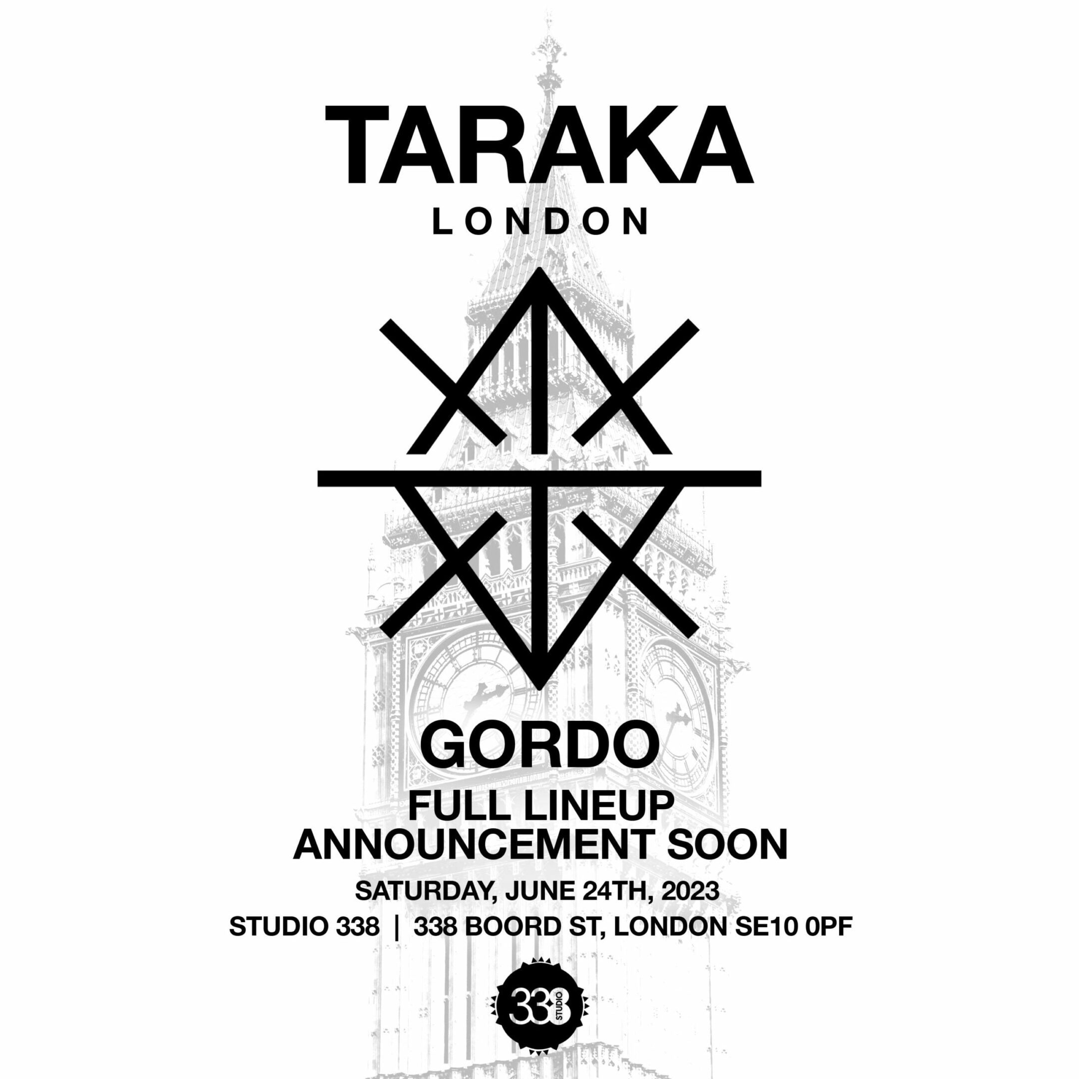 Gordo Announces Debut TARAKA Event at London’s Studio 338. UFO Network